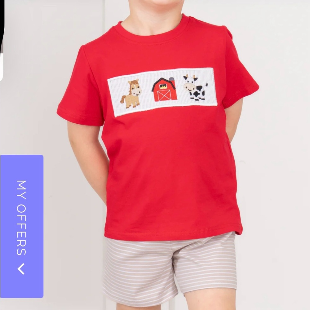 Red Kids Farm Animal T-Shirt